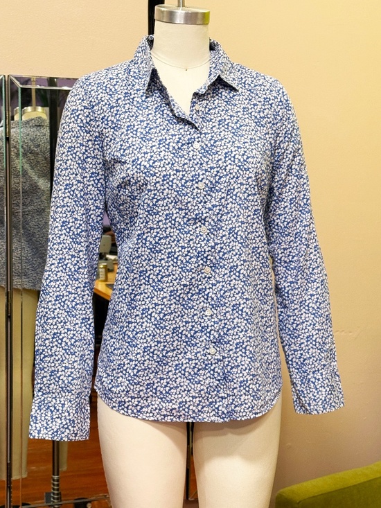 J. Crew Tops - J. Crew Perfect Shirt, Blue and White Floral Long Sleeve Button Down, Size 2